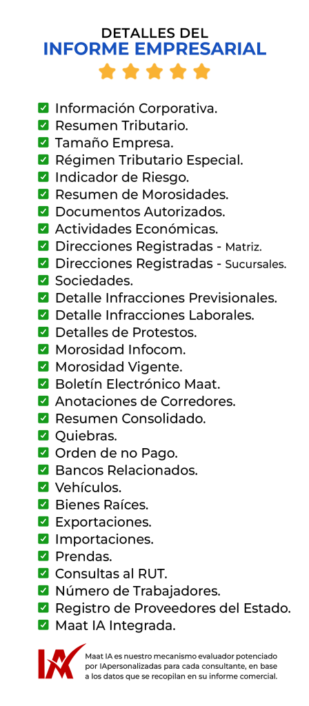 Detalles del Informe Empresarial - Informe Comercial tipo 