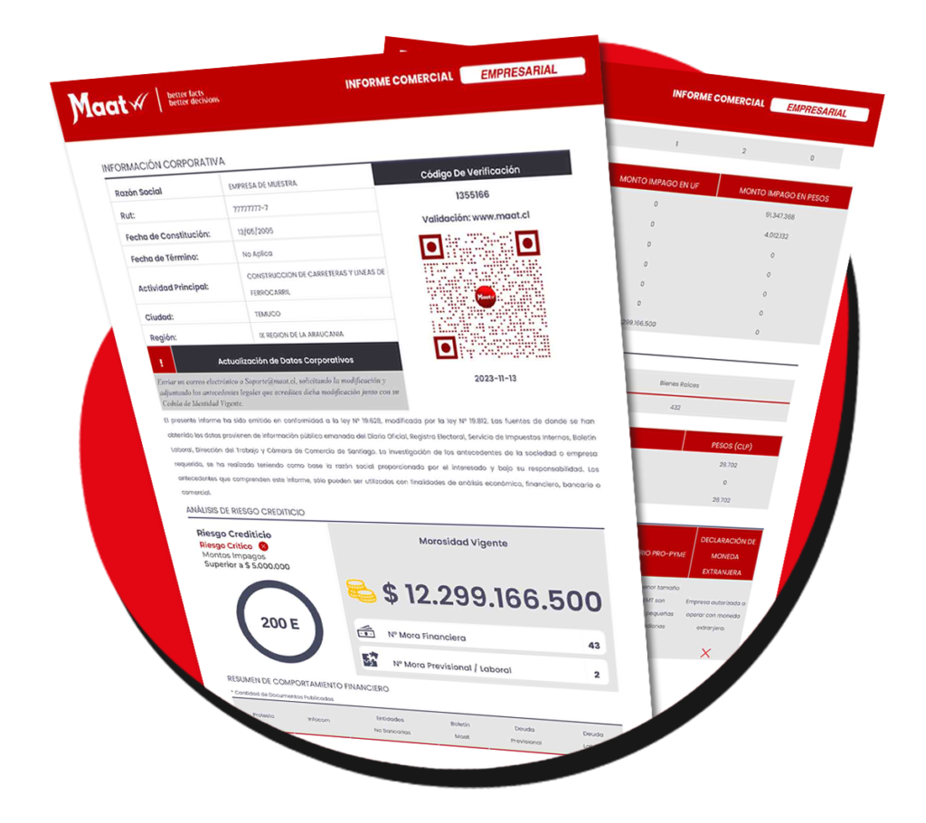 Informe Comercial de Maat Chile, los más completos, accesibles y actualizados del mercado.